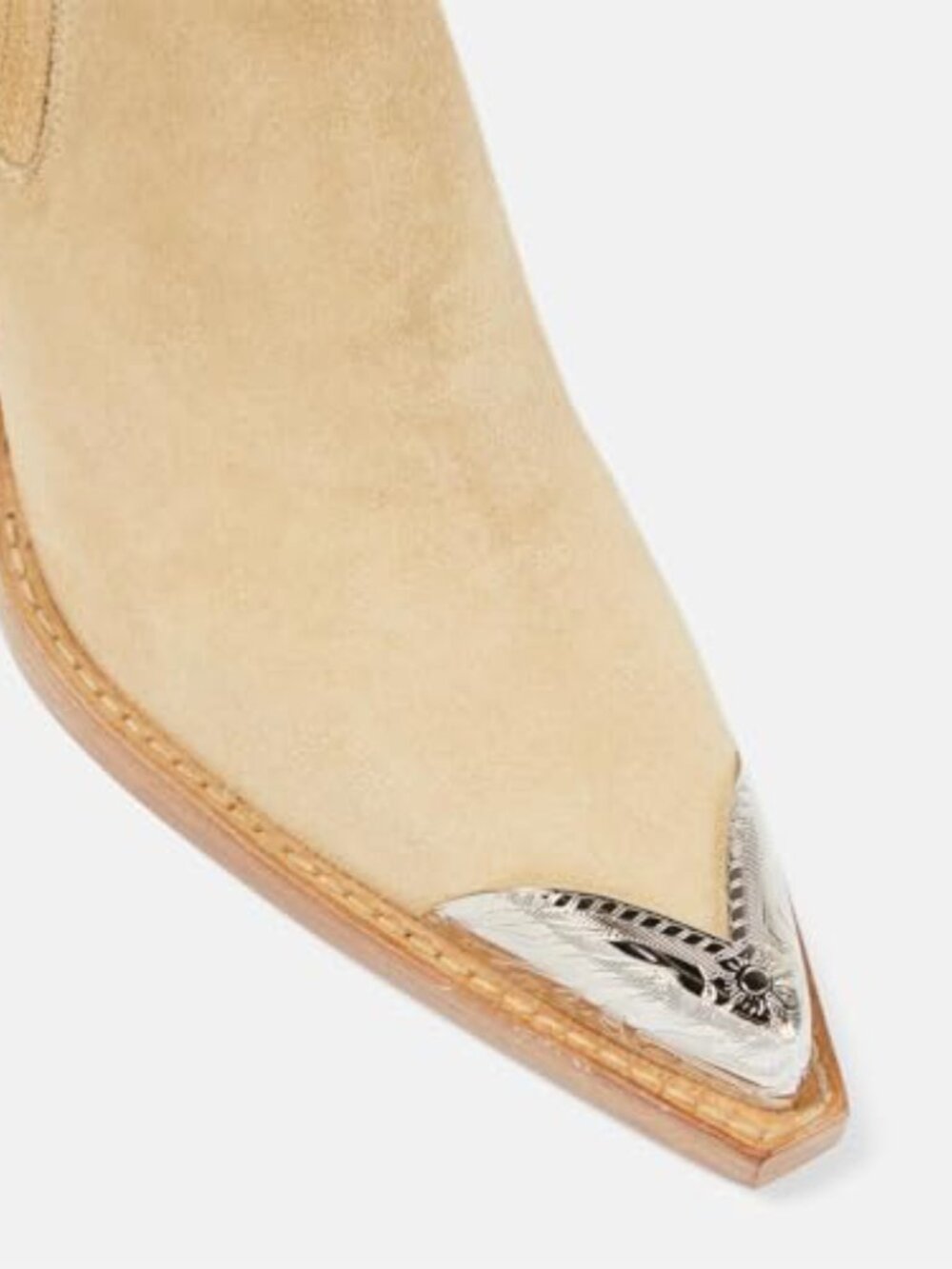 Suede Western Cowboy Ankle Boots Pointed Toe Stacked Block Heel Slip On Booties - Picture 5 of 7